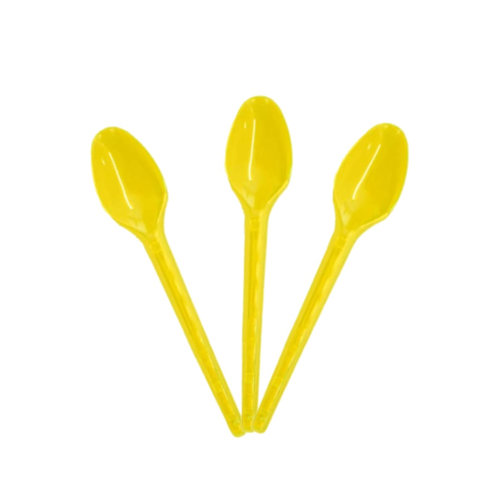Colher Descartável para Sobremesa Amarelo Neon com 50 unidades Bello Festas