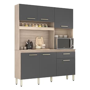 Kit Cozinha Compacta Álamo Avena Touch Grafito - Demóbile