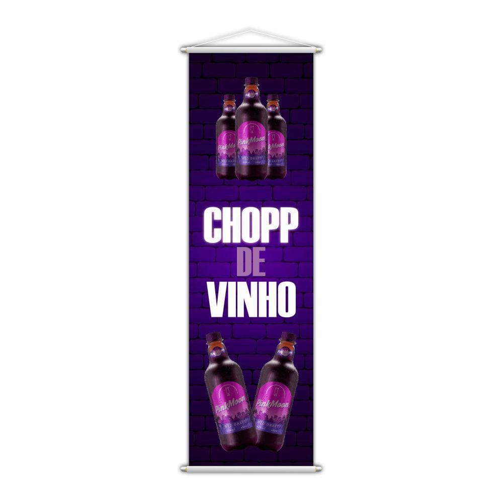 Banner Chopp De Vinho Garrafas Bebidas Lona 100X30Cm