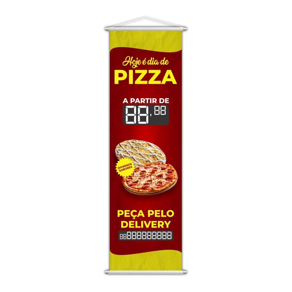 Banner Dia De Pizza Delivery Sabores Preço Fone 100X30Cm