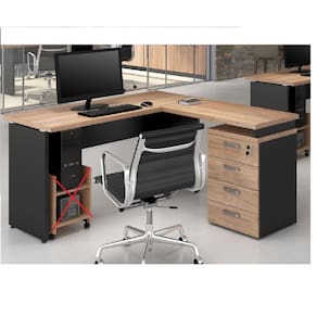 Mesa em L Web30 1,20 x 1,50 c/ 4 Gavetas - Calvi / Preto