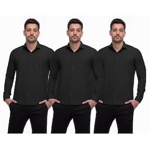 Camisa Social Masculina Manga Longa Botões Lisa Kit 3