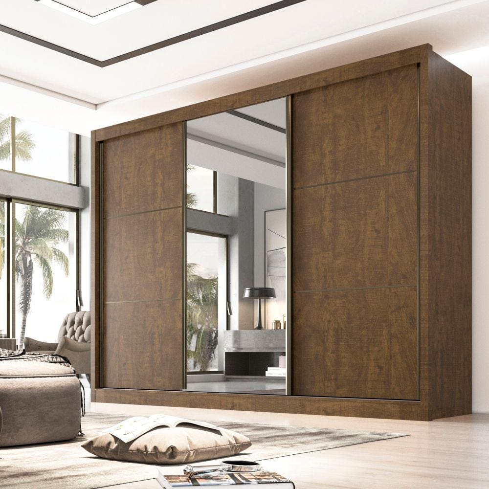 Guarda Roupa Casal 3 Portas 6 Gavetas 100% MDF Miami D Doro Moveis Ypê/Off White