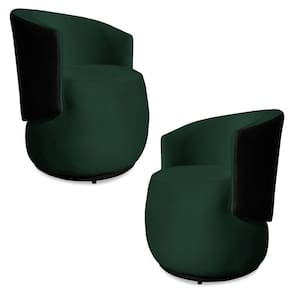 Kit 2 Poltronas Orgânica Decorativa Lara Veludo Verde/PU Preto - Montanaris Decor