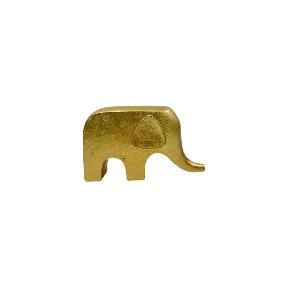 Escultura Decorativa Elefante de Resina Dourado 20cm RQ3027 BTC
