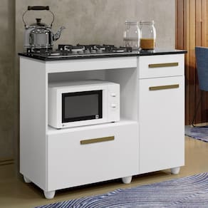 Balcão para Cooktop 04 Bocas 2 Portas 1 Gaveta Violeta Branco