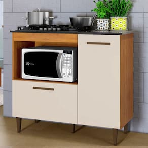 Balcão 2 Portas para Cooktop 5 Bocas Zurique Nature/Off White