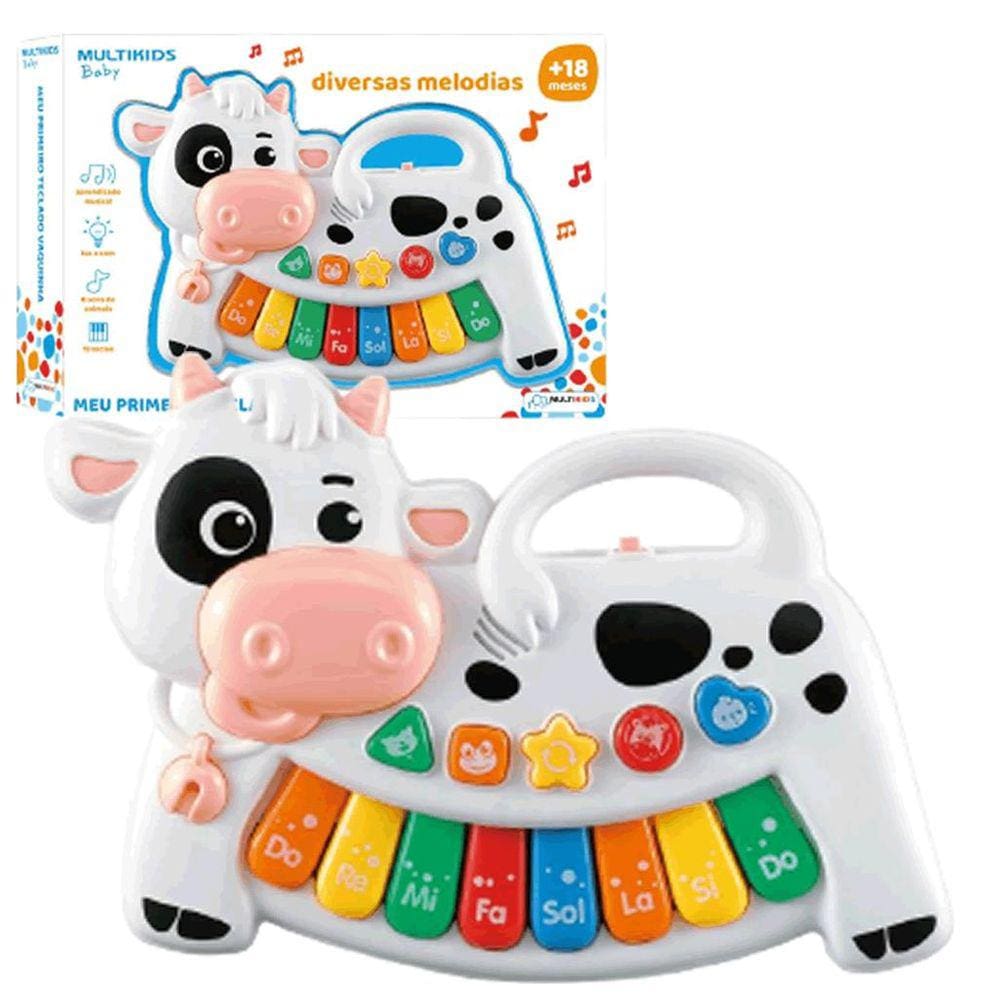 Meu Primeiro Tecladinho Musical Infantil Vaquinha Multikids