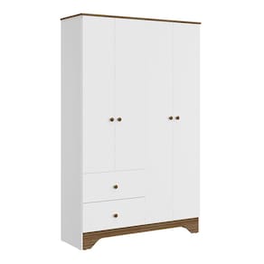 Guarda Roupa Infantil Ben Peroba MDF 4 Portas 2 Gavetas Branco Marrom