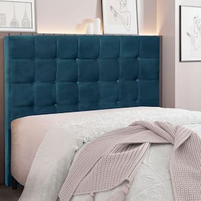 Cabeceira Solteiro 90cm Veludo Verona Spezzia Azul Marinho