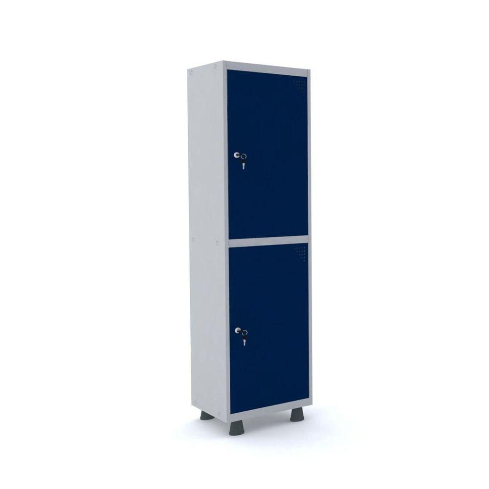 Roupeiro 2 Portas Aço Pandin Móveis Cinza/Azul Del Rei