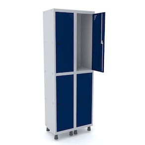 Guarda Volume Roupeiro 4 Portas Aço GRP 502/4 Pandin Móveis Cinza/Azul Del Rey