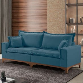 Sofá 3 Lugares com 2 Almofadas M97 Espresso Móveis Linho/Azul