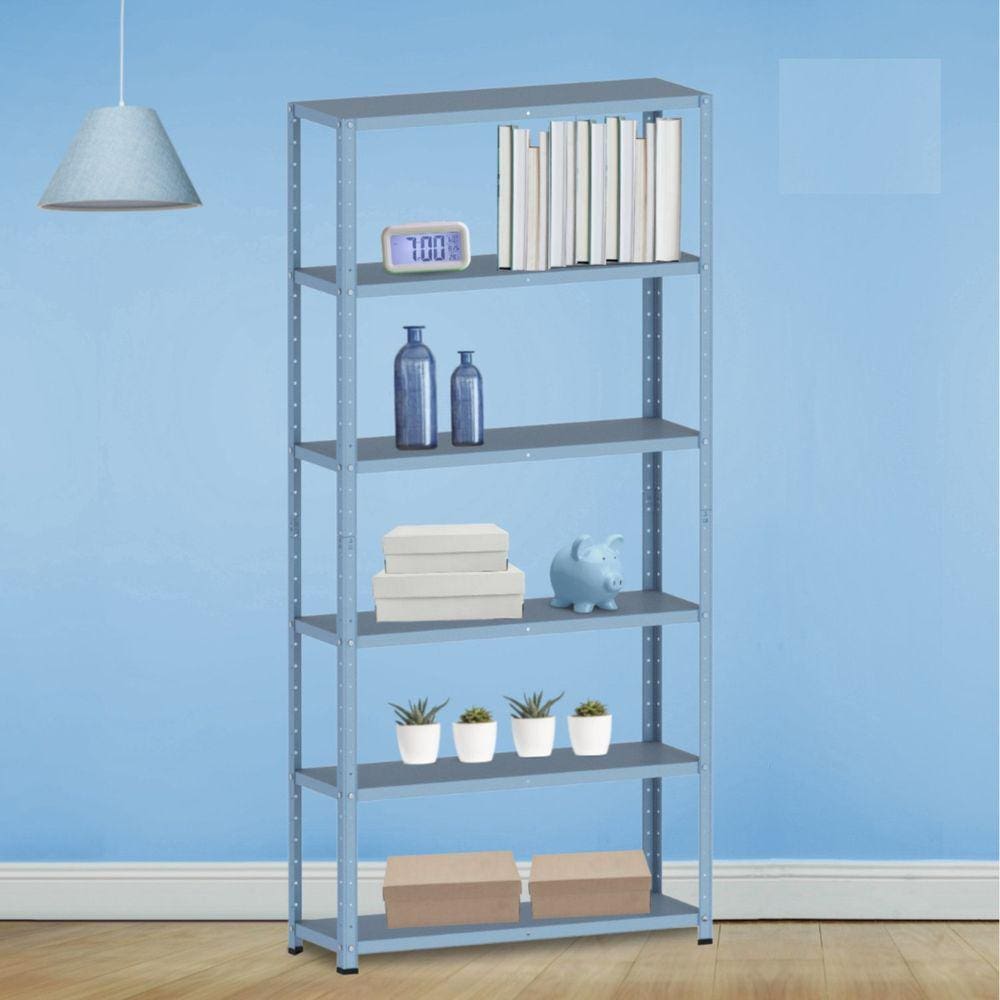 Estante para Livros com Estrutura Metálica 6 Prateleiras Azul Dali