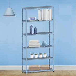 Estante para Livros com Estrutura Metálica 6 Prateleiras Azul Dali