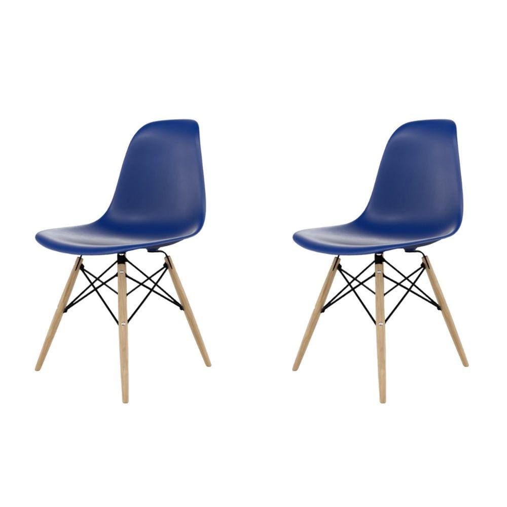 Kit 2 Cadeiras Eames PP Dsw-m Azul Bic