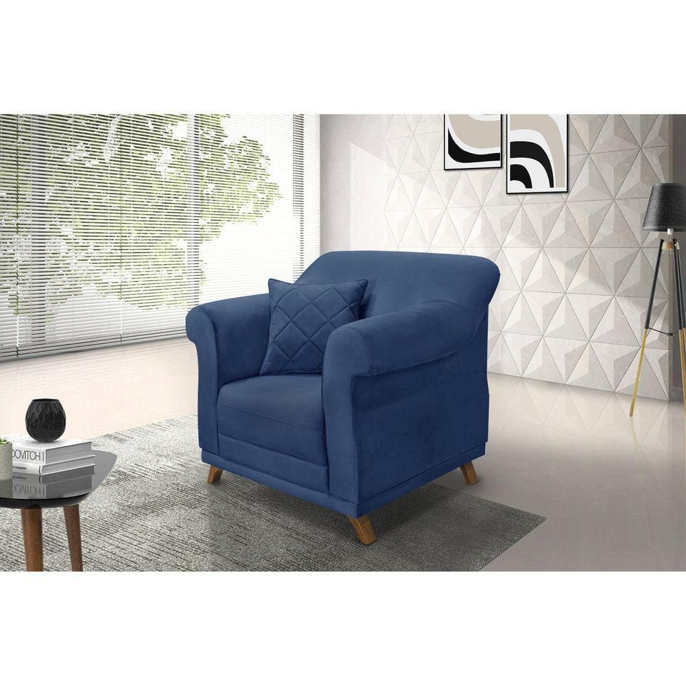 Poltrona Suede Arras Spezzia Decor Azul Marinho