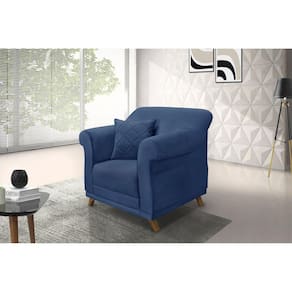 Poltrona Suede Arras Spezzia Decor Azul Marinho
