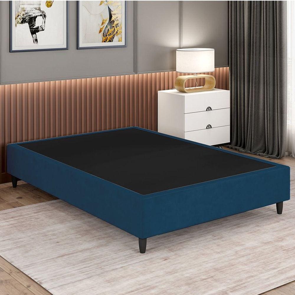 Base Box King Reforçada Itália 37x193x203cm Arte Cúbica Azul