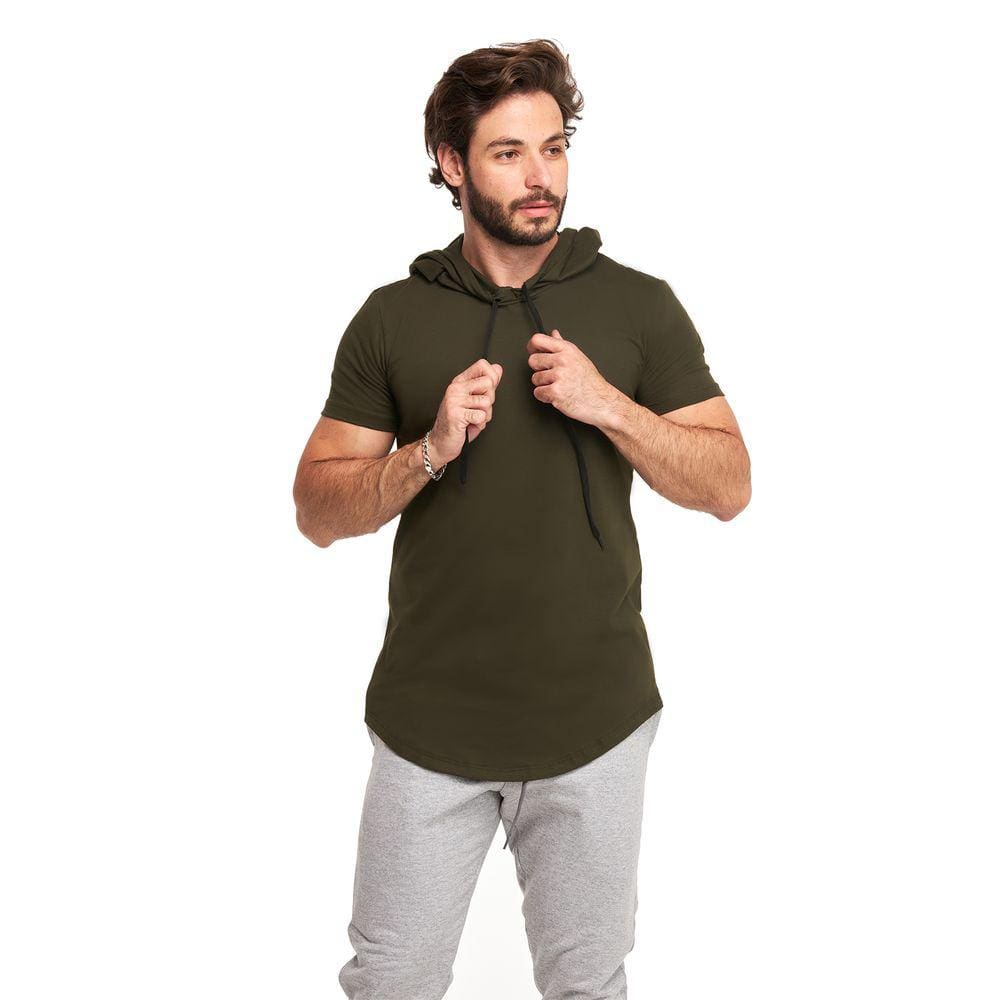 Camiseta Longline Plus Size Manga Curta com Capuz Wooks C14plusn