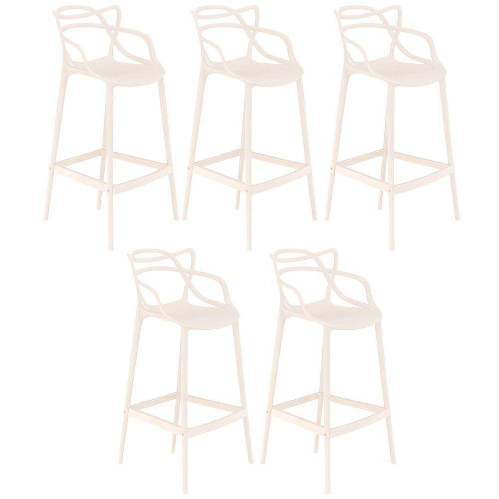 Kit 5 banquetas altas bancada cozinha Masters Allegra