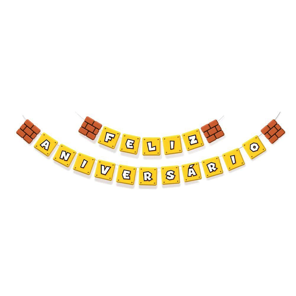 Faixa Decorativa Feliz Aniversário Super Mario