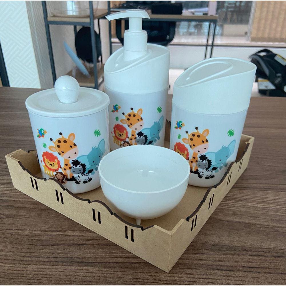 Kit Safari Juntos c/bandeja quadrada crua