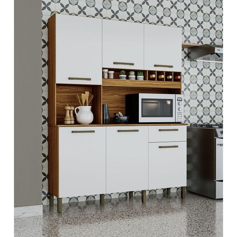 Kit Cozinha Compacta 6 Portas 1 Gaveta 100% MDF Pinot