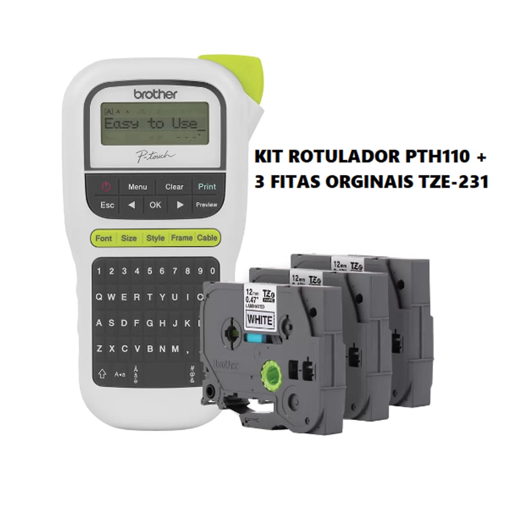 Rotulador Brother Pth-110 + 3 Fitas Tz 231 12Mm