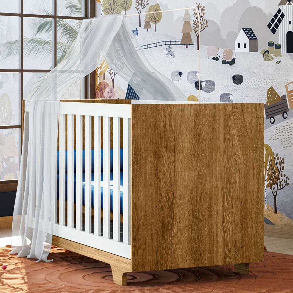 Berço Mini Cama Life 100% Mdf com Colchão Branco/Ypê - Tigus