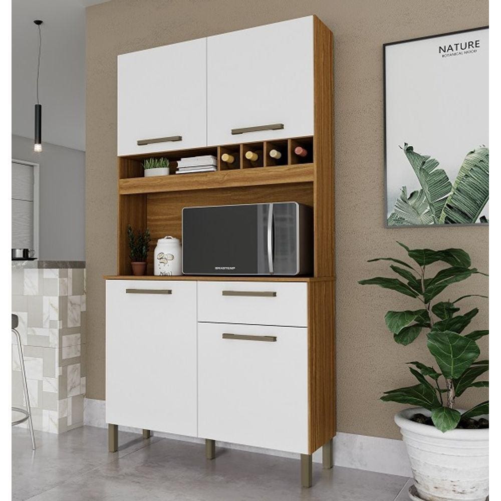 Kit Cozinha Compacta 4 Portas 1 Gaveta 100% MDF Pinot
