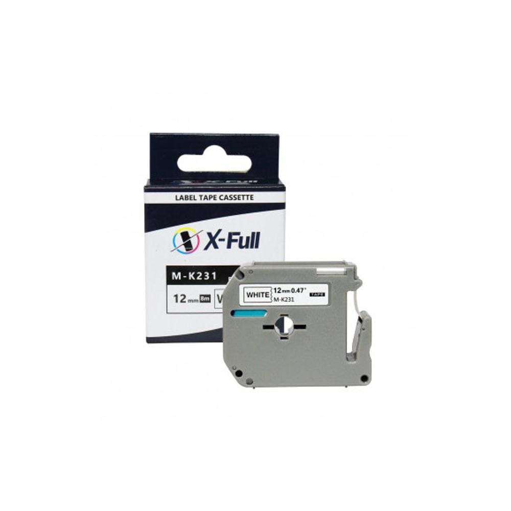 Fita Compatível Brother MK 231 Branca Letra Preta 12mm