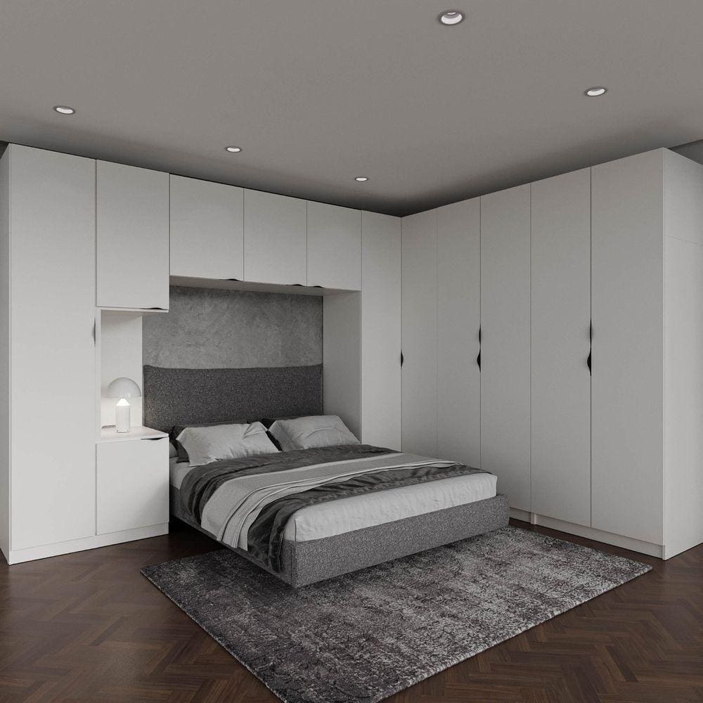 Guarda Roupa Modulado de Casal 12 Portas 6 Peças Hera CabeCasa MadeiraMadeira Branco Geada