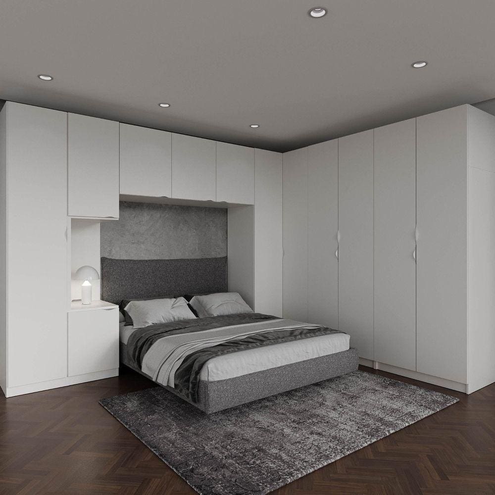 Guarda Roupa Modulado de Casal 12 Portas 6 Peças Hera CabeCasa MadeiraMadeira Branco Geada