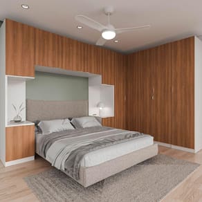 Guarda Roupa Modulado de Casal 12 Portas 6 Peças 2 Mesas de Cabeceira Hera CabeCasa MadeiraMadeira Branco Geada/Louro