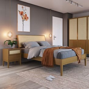 Cama de Casal Madeira Maciça Viena Artemobili Mel