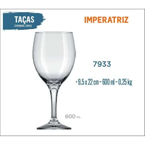 12 Taças Imperatriz 600Ml - Vinho Tinto Rosé Branco Água