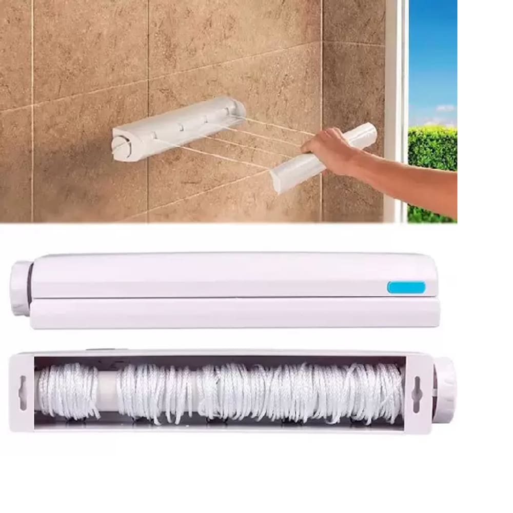 Varal Retrátil Automático com 4 Cordas Ajustável
