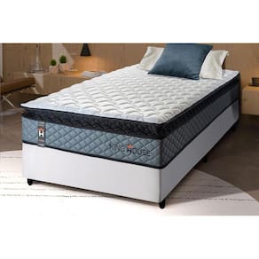 Conjunto Cama Box Espuma Chicago Cinza Solteiro 96x203x57