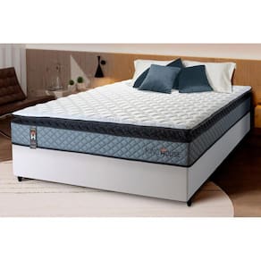 Conjunto Cama Box Espuma Chicago Cinza Casal 138x188x57