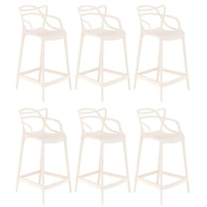 Kit 6 banquetas médias bancada cozinha Masters Allegra 66 cm