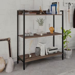 Estante para Livros Industrial Aço Multiuso 3 Prateleiras 104x80cm Active Yescasa Nogal