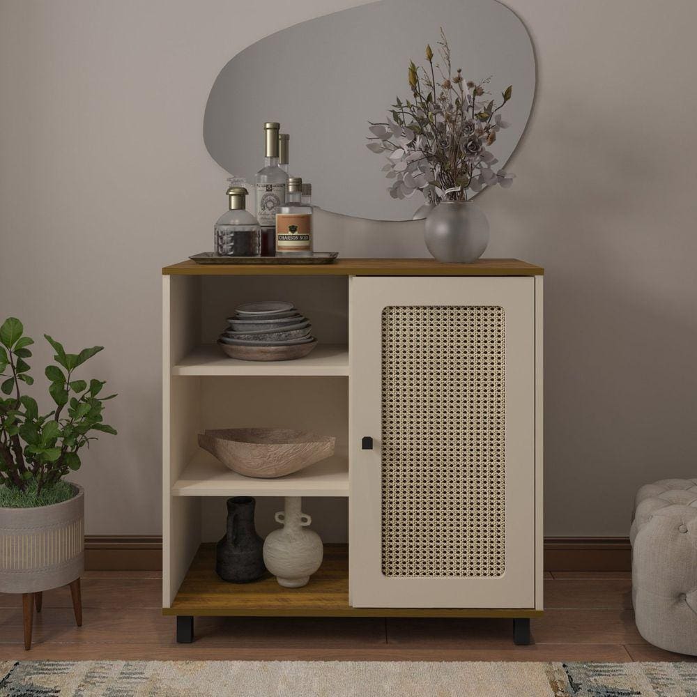 Buffet 1 Porta 3 Nichos Memphis Artely Pinho/Off White