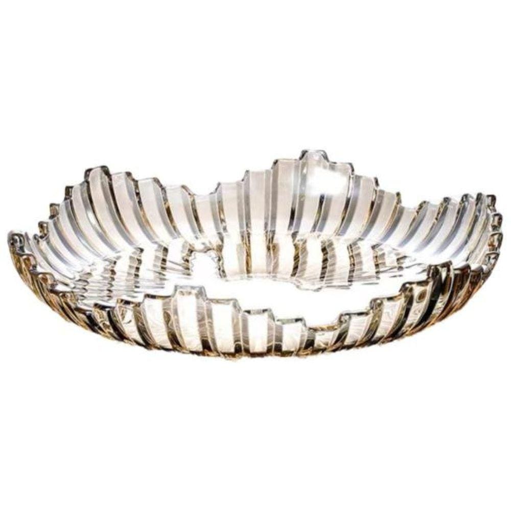 Fruteira de Vidro Tigela de frutas Centro de Mesa Âmbar 29cm