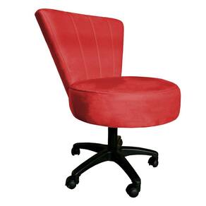 Cadeira Mocho Costurado Elegância Veludo Vermelho Base Giratória - Pallazio