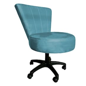 Cadeira Mocho Costurado Elegância Veludo Azul Turquesa Base Giratória - Pallazio