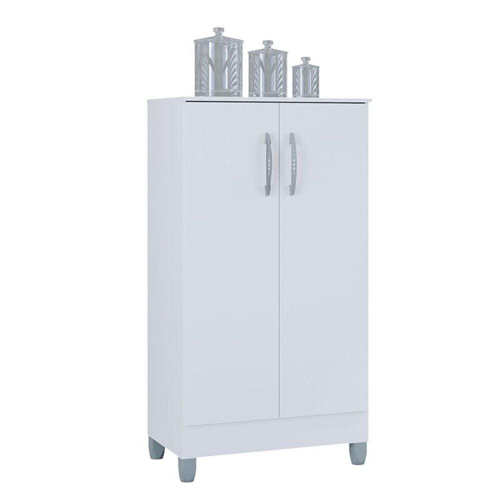 Armário Multiuso 2 Portas Pequeno Branco Brilho - Poquema