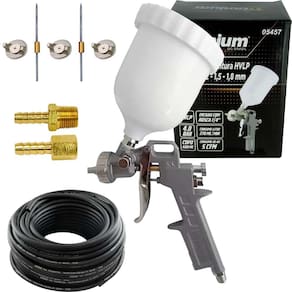 Kit Pistola Pintura Hvlp + 3 Bicos + Mangueira Kit
