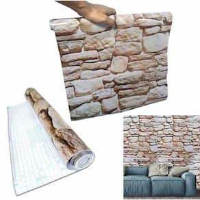 Papel de Parede Kit 6 Unid Autoadesivo Vinilico Pedra Marrom Claro (bsl-42079-1-A-2)