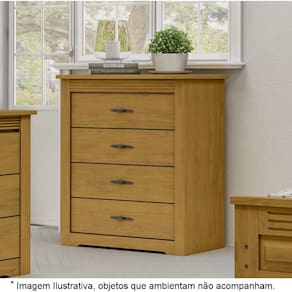 Cômoda para Quarto 4 Gavetas em Madeira Maciça Florença Imbuia - Straub Web